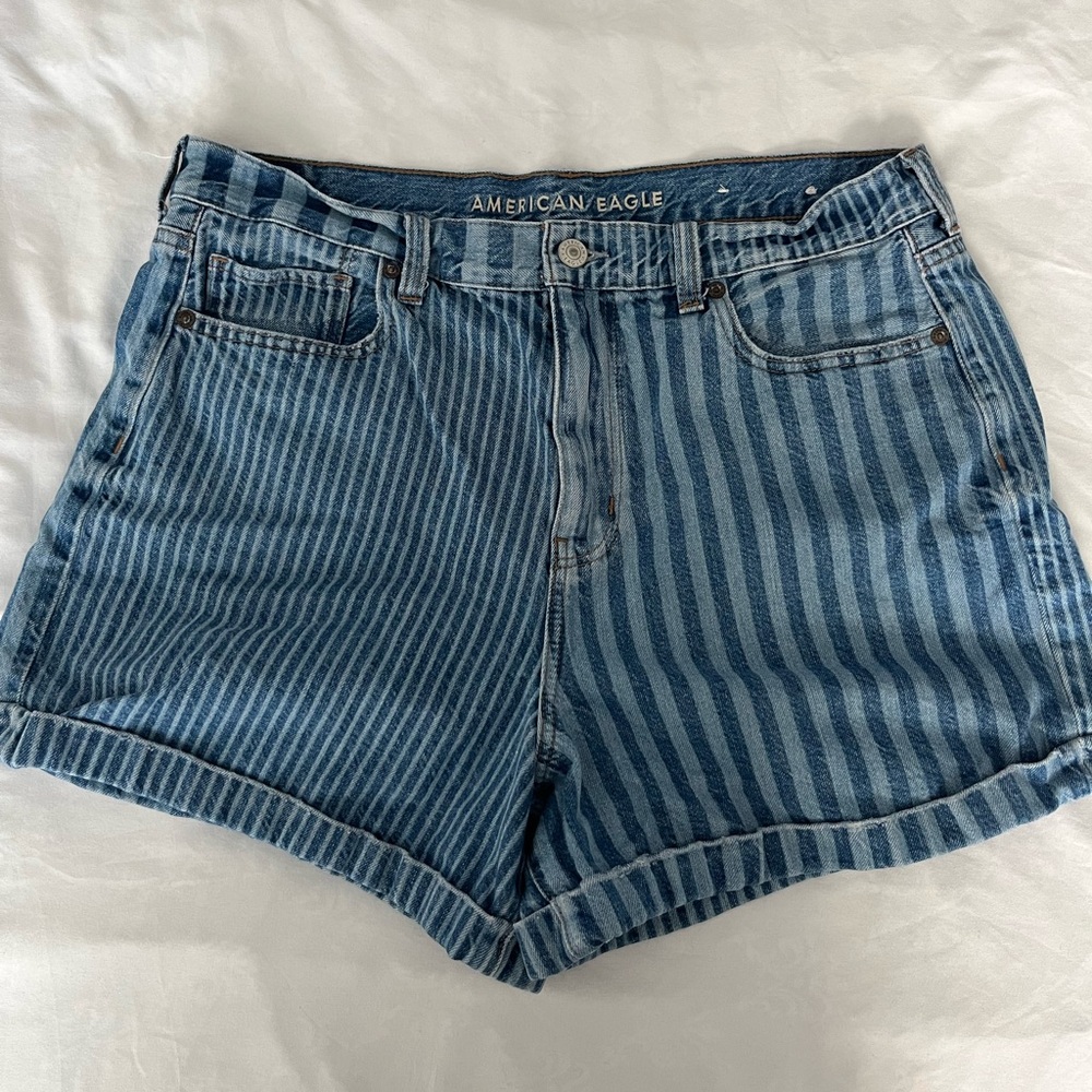 American Eagle Stripped Jean Shorts